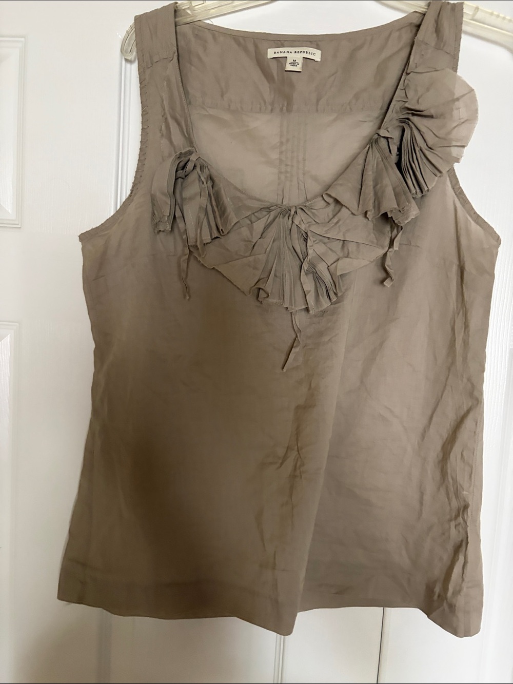 Banana Republic Taupe Ruffle-Trim Sleeveless Camisole